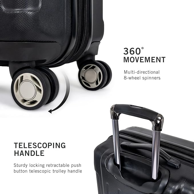REACTION Renegade Luggage Expandable 8-Wheel Spinner Lightweight Hardside Suitcase, Navy Blue, 20-Inch Carry On