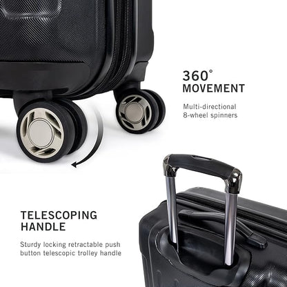 REACTION Renegade Luggage Expandable 8-Wheel Spinner Lightweight Hardside Suitcase, Navy Blue, 20-Inch Carry On