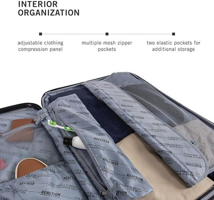 REACTION Renegade Luggage Expandable 8-Wheel Spinner Lightweight Hardside Suitcase, Navy Blue, 20-Inch Carry On