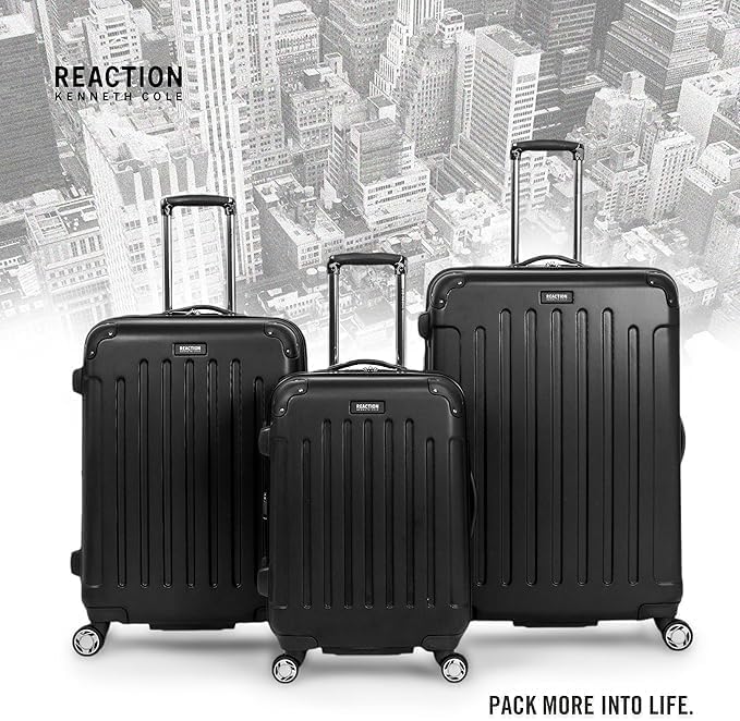 REACTION Renegade Luggage Expandable 8-Wheel Spinner Lightweight Hardside Suitcase, Navy Blue, 20-Inch Carry On