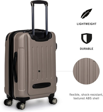 REACTION Renegade Luggage Expandable 8-Wheel Spinner Lightweight Hardside Suitcase, Navy Blue, 20-Inch Carry On