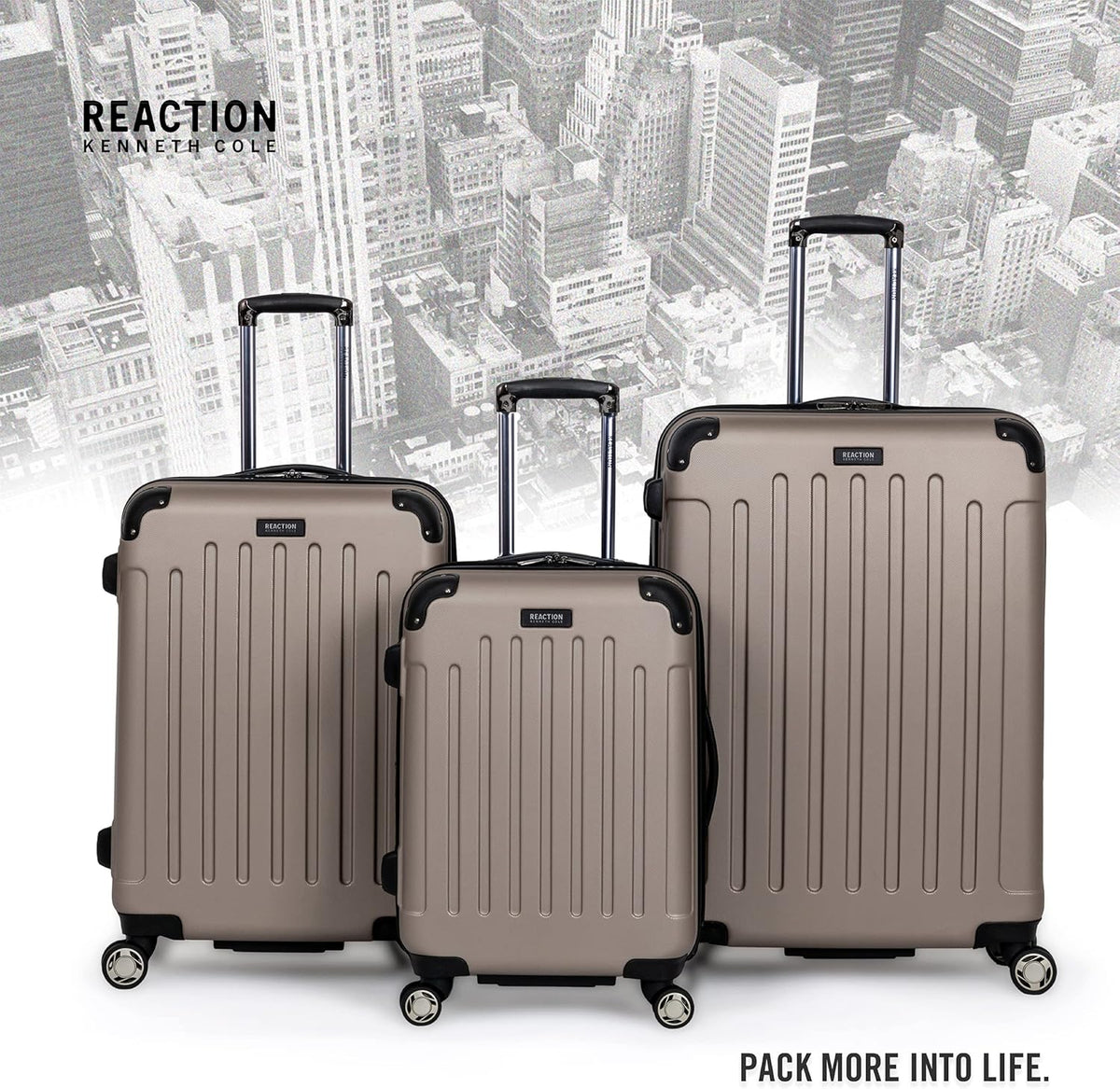 REACTION Renegade Luggage Expandable 8-Wheel Spinner Lightweight Hardside Suitcase, Navy Blue, 20-Inch Carry On