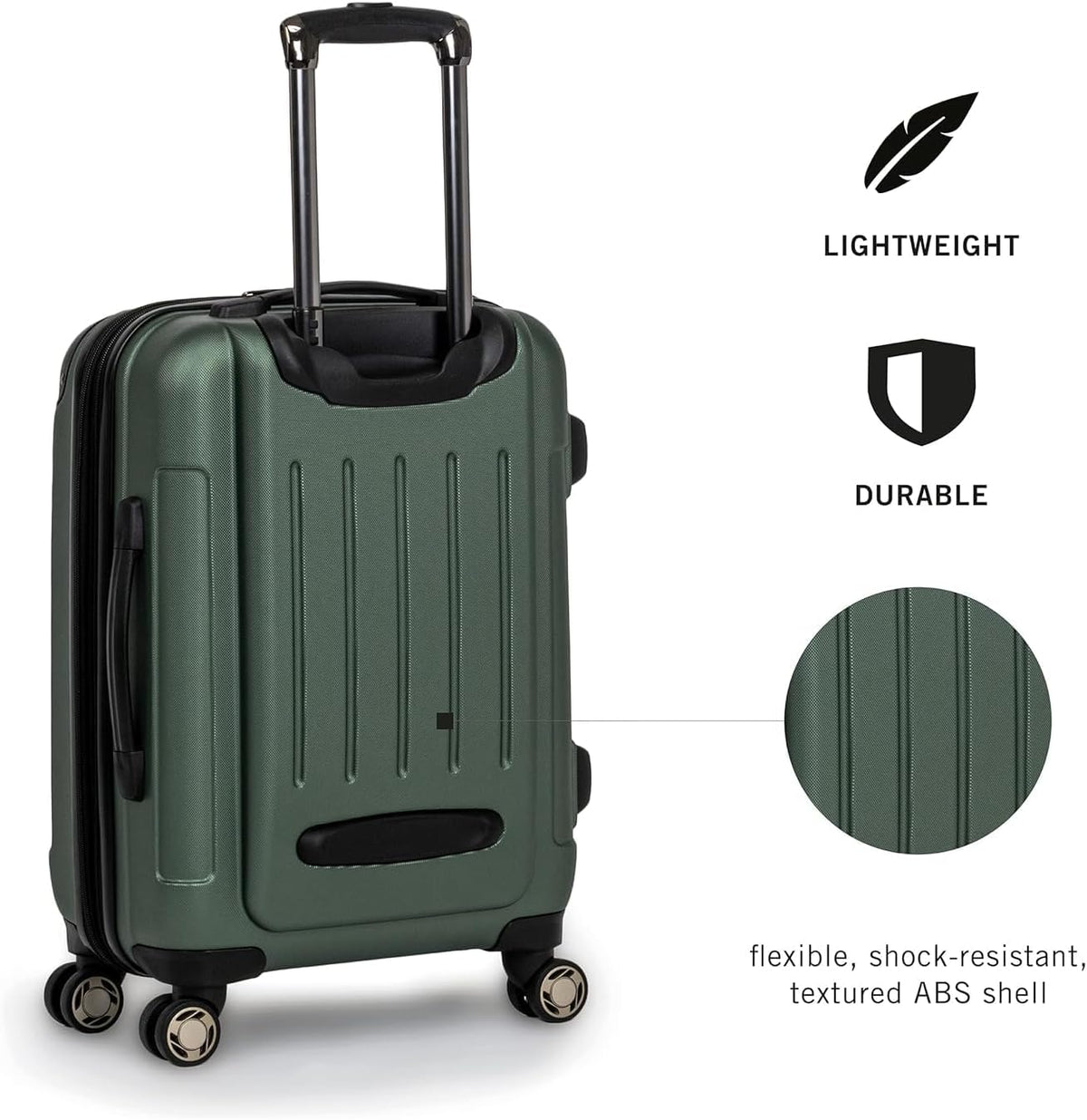 REACTION Renegade Luggage Expandable 8-Wheel Spinner Lightweight Hardside Suitcase, Navy Blue, 20-Inch Carry On