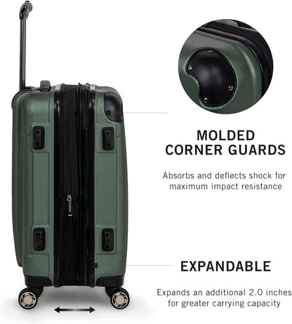REACTION Renegade Luggage Expandable 8-Wheel Spinner Lightweight Hardside Suitcase, Navy Blue, 20-Inch Carry On