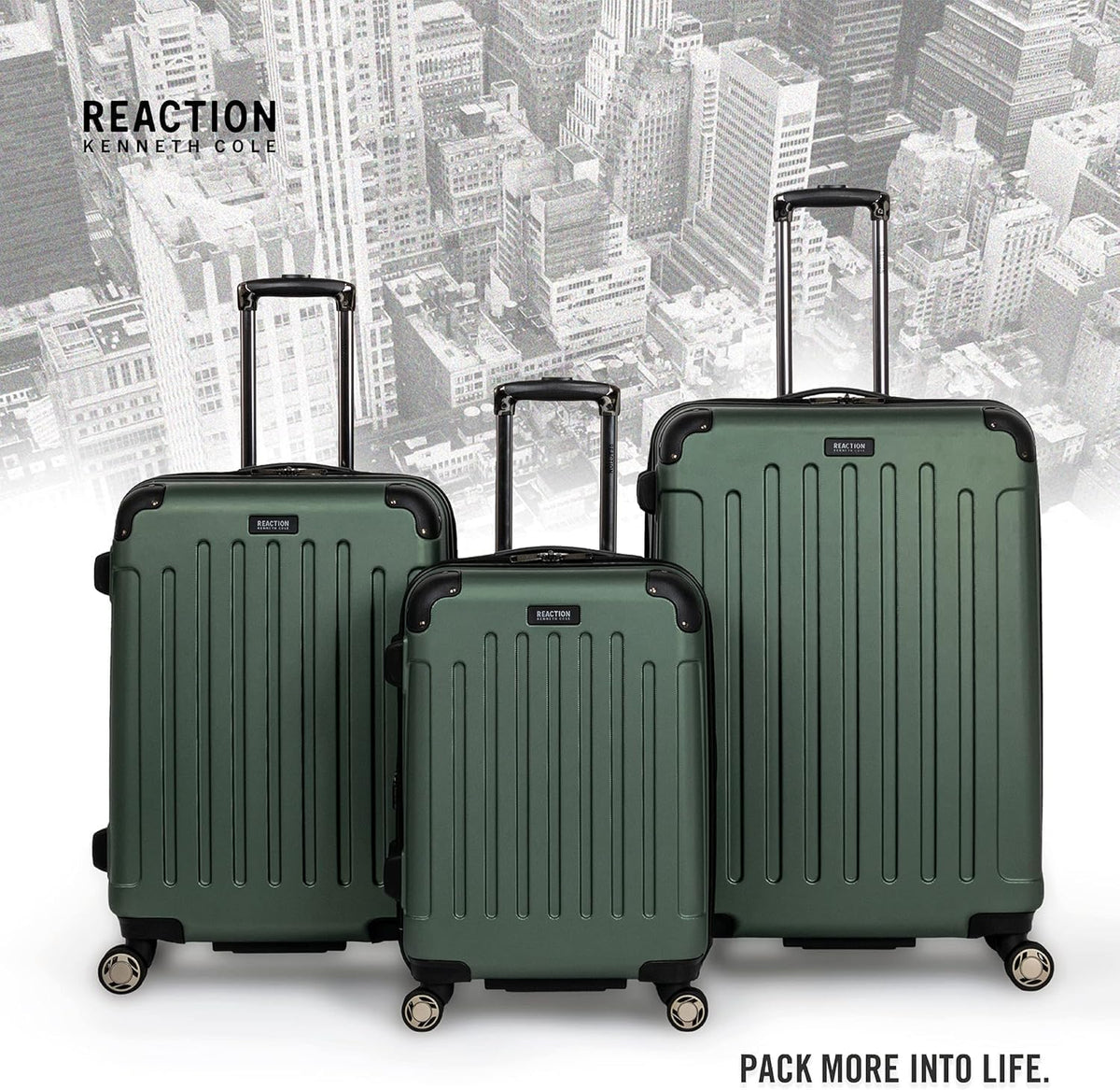 REACTION Renegade Luggage Expandable 8-Wheel Spinner Lightweight Hardside Suitcase, Navy Blue, 20-Inch Carry On
