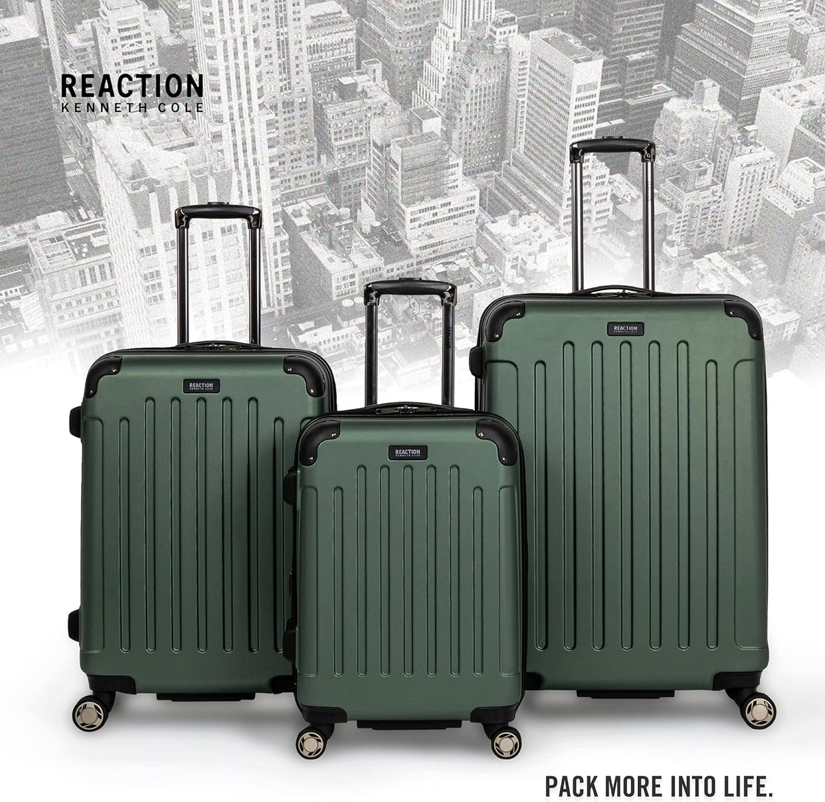 REACTION Renegade Luggage Expandable 8-Wheel Spinner Lightweight Hardside Suitcase, Navy Blue, 20-Inch Carry On