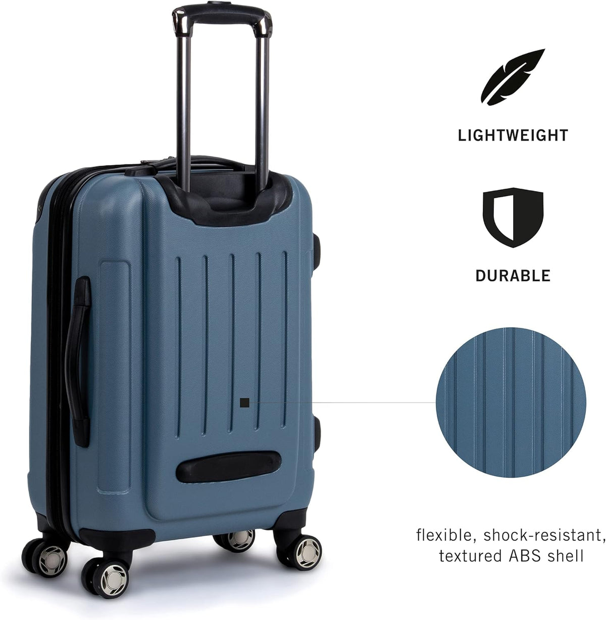REACTION Renegade Luggage Expandable 8-Wheel Spinner Lightweight Hardside Suitcase, Navy Blue, 20-Inch Carry On