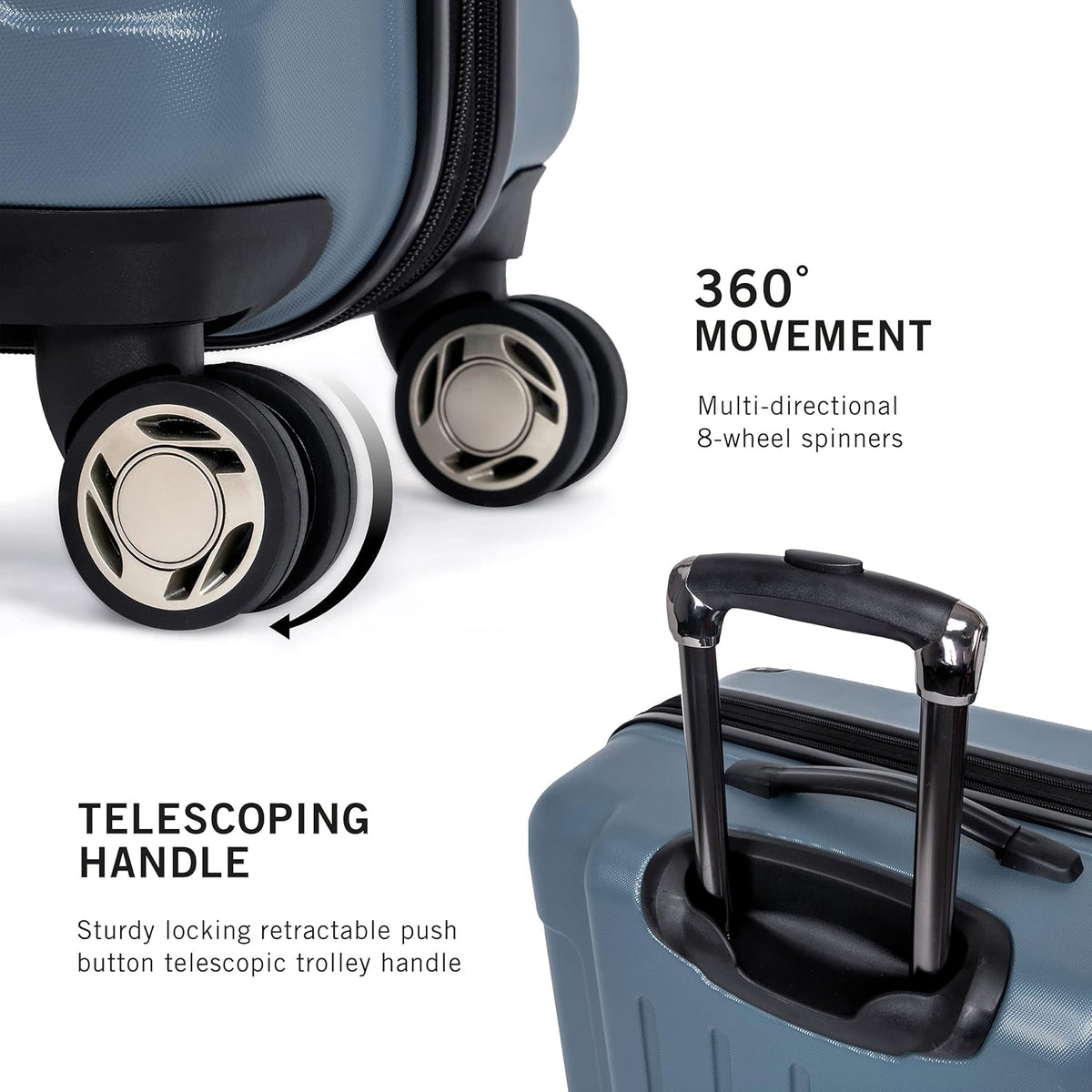 REACTION Renegade Luggage Expandable 8-Wheel Spinner Lightweight Hardside Suitcase, Navy Blue, 20-Inch Carry On
