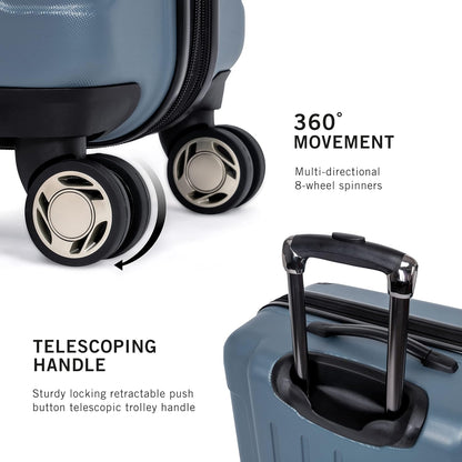 REACTION Renegade Luggage Expandable 8-Wheel Spinner Lightweight Hardside Suitcase, Navy Blue, 20-Inch Carry On