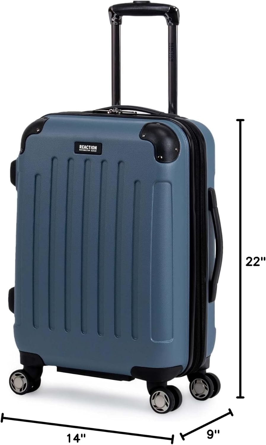 REACTION Renegade Luggage Expandable 8-Wheel Spinner Lightweight Hardside Suitcase, Navy Blue, 20-Inch Carry On