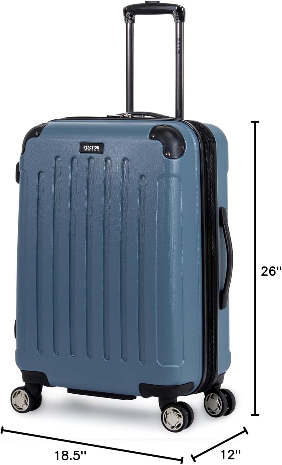 REACTION Renegade Luggage Expandable 8-Wheel Spinner Lightweight Hardside Suitcase, Navy Blue, 20-Inch Carry On