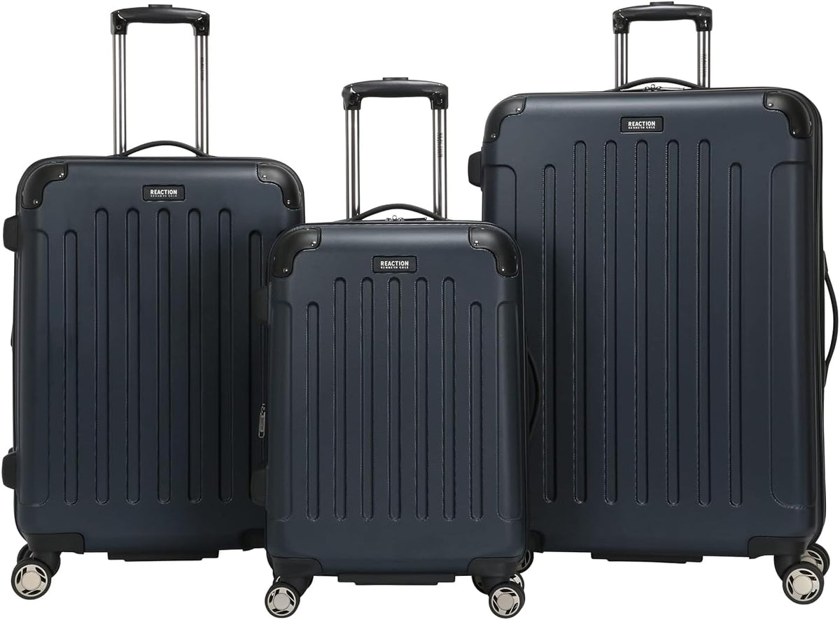 REACTION Renegade Luggage Expandable 8-Wheel Spinner Lightweight Hardside Suitcase, Navy Blue, 20-Inch Carry On