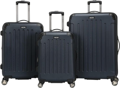 REACTION Renegade Luggage Expandable 8-Wheel Spinner Lightweight Hardside Suitcase, Navy Blue, 20-Inch Carry On