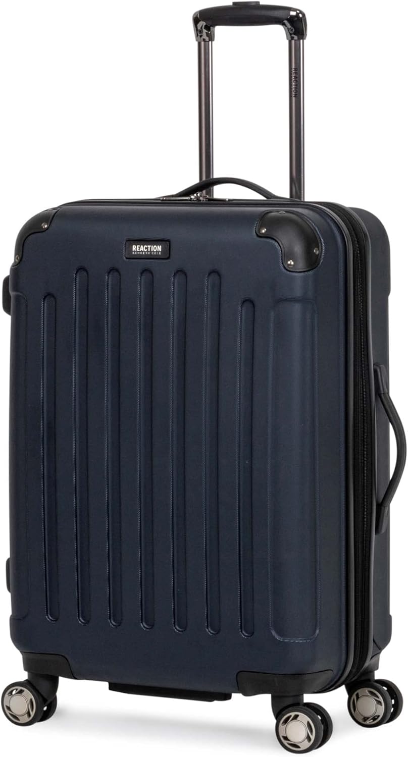 REACTION Renegade Luggage Expandable 8-Wheel Spinner Lightweight Hardside Suitcase, Navy Blue, 20-Inch Carry On