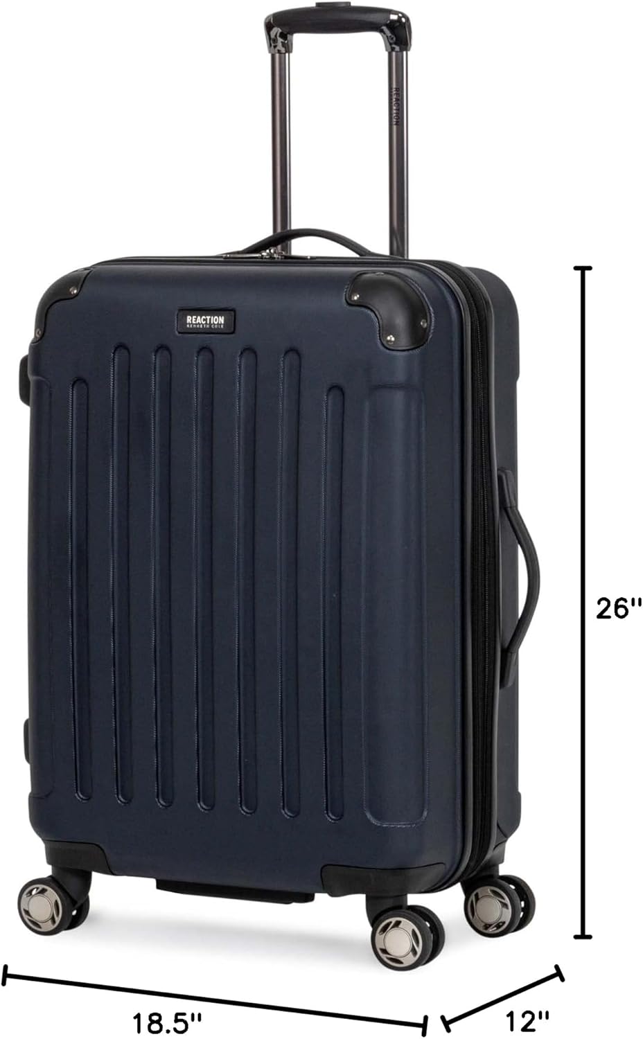 REACTION Renegade Luggage Expandable 8-Wheel Spinner Lightweight Hardside Suitcase, Navy Blue, 20-Inch Carry On