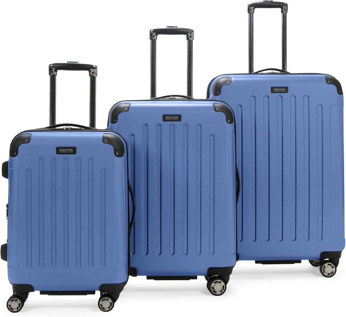 REACTION Renegade Luggage Expandable 8-Wheel Spinner Lightweight Hardside Suitcase, Navy Blue, 20-Inch Carry On