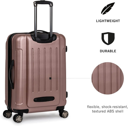 REACTION Renegade Luggage Expandable 8-Wheel Spinner Lightweight Hardside Suitcase, Navy Blue, 20-Inch Carry On