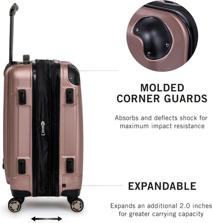REACTION Renegade Luggage Expandable 8-Wheel Spinner Lightweight Hardside Suitcase, Navy Blue, 20-Inch Carry On