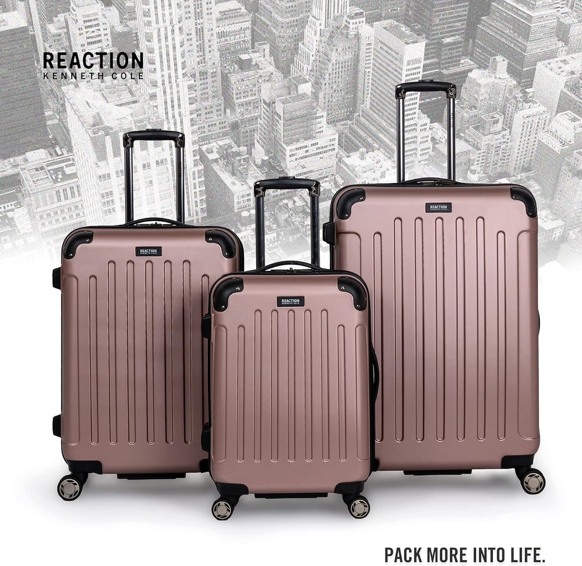 REACTION Renegade Luggage Expandable 8-Wheel Spinner Lightweight Hardside Suitcase, Navy Blue, 20-Inch Carry On