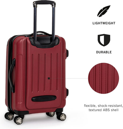 REACTION Renegade Luggage Expandable 8-Wheel Spinner Lightweight Hardside Suitcase, Navy Blue, 20-Inch Carry On