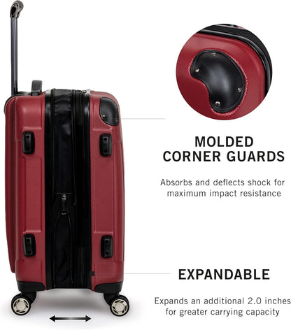 REACTION Renegade Luggage Expandable 8-Wheel Spinner Lightweight Hardside Suitcase, Navy Blue, 20-Inch Carry On