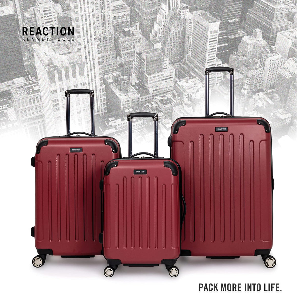 REACTION Renegade Luggage Expandable 8-Wheel Spinner Lightweight Hardside Suitcase, Navy Blue, 20-Inch Carry On