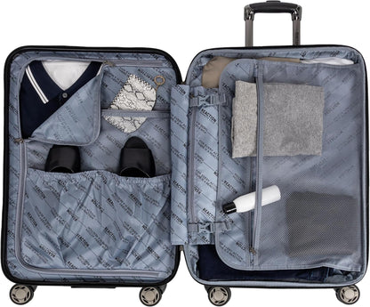 REACTION Renegade Luggage Expandable 8-Wheel Spinner Lightweight Hardside Suitcase, Navy Blue, 20-Inch Carry On