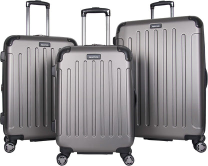 REACTION Renegade Luggage Expandable 8-Wheel Spinner Lightweight Hardside Suitcase, Navy Blue, 20-Inch Carry On