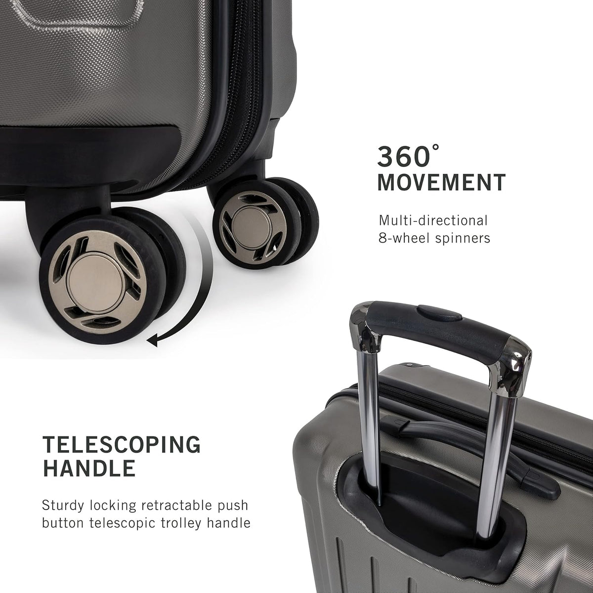 REACTION Renegade Luggage Expandable 8-Wheel Spinner Lightweight Hardside Suitcase, Navy Blue, 20-Inch Carry On