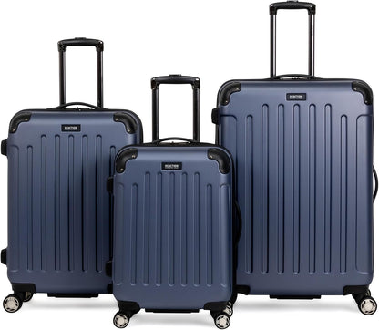 REACTION Renegade Luggage Expandable 8-Wheel Spinner Lightweight Hardside Suitcase, Navy Blue, 20-Inch Carry On