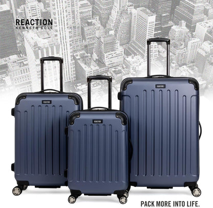 REACTION Renegade Luggage Expandable 8-Wheel Spinner Lightweight Hardside Suitcase, Navy Blue, 20-Inch Carry On
