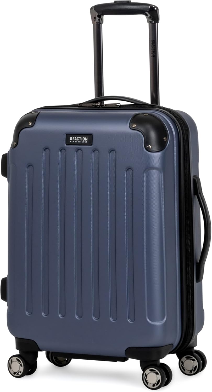 REACTION Renegade Luggage Expandable 8-Wheel Spinner Lightweight Hardside Suitcase, Navy Blue, 20-Inch Carry On