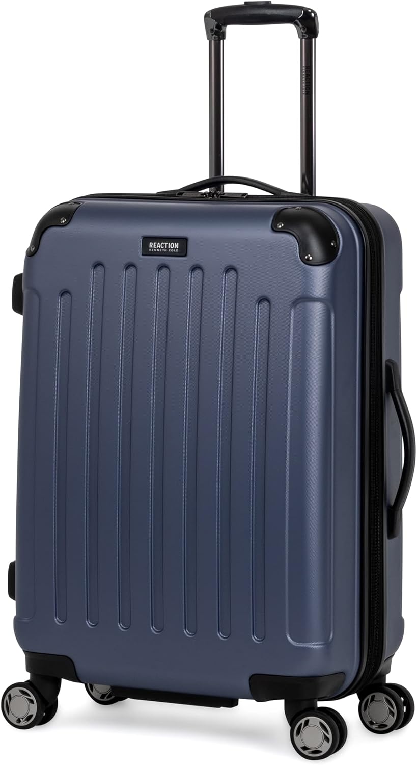 REACTION Renegade Luggage Expandable 8-Wheel Spinner Lightweight Hardside Suitcase, Navy Blue, 20-Inch Carry On
