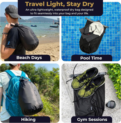 Ultralight Dry Bag 10L, Roll Top Waterproof Stuff Sack, 1.65 oz Lightweight Compression Storage Sack for Backpacking, Hiking, Camping, Travel, Sleeping Bag, Clothes, Outdoor Gear Organization