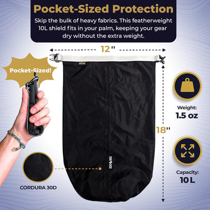 Ultralight Dry Bag 10L, Roll Top Waterproof Stuff Sack, 1.65 oz Lightweight Compression Storage Sack for Backpacking, Hiking, Camping, Travel, Sleeping Bag, Clothes, Outdoor Gear Organization