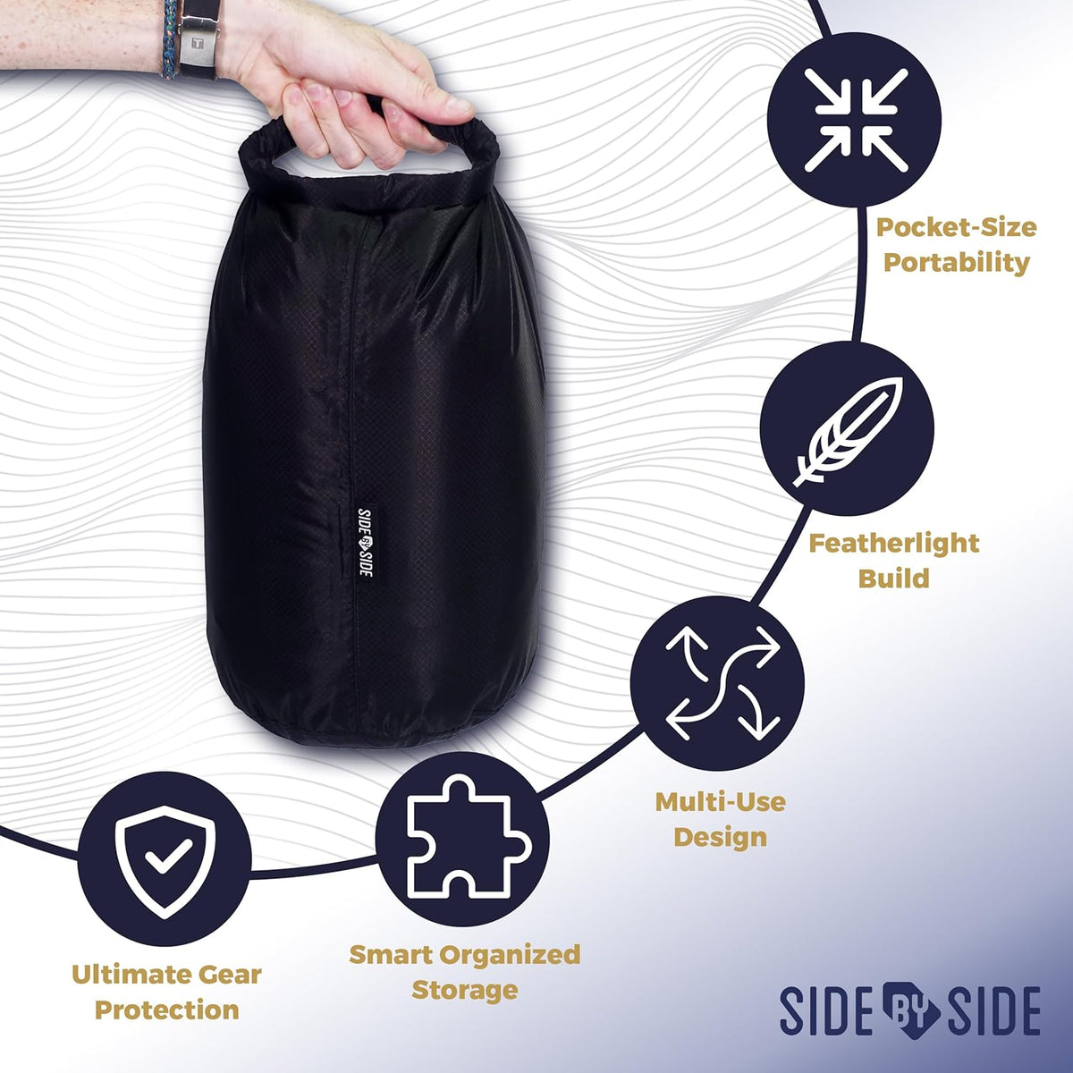 Ultralight Dry Bag 10L, Roll Top Waterproof Stuff Sack, 1.65 oz Lightweight Compression Storage Sack for Backpacking, Hiking, Camping, Travel, Sleeping Bag, Clothes, Outdoor Gear Organization
