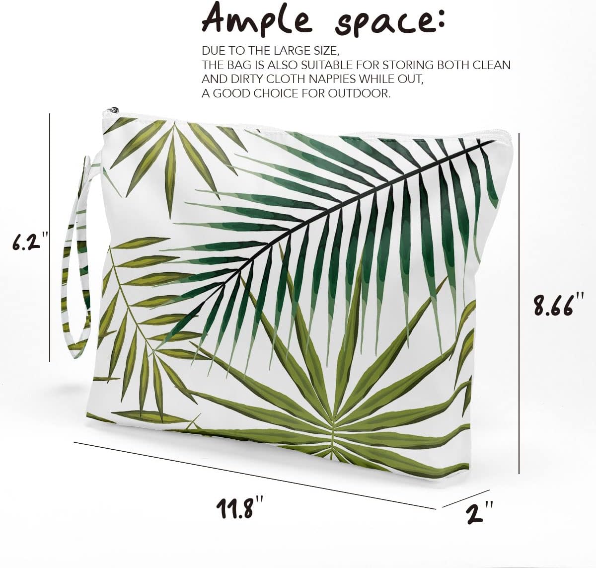 Palm leaves Wet Bag Travel Wet Dry Bag Beach Bag Diaper Bag Wet Bag For Swimsuit Travel Makeup Bag Toiletry Bag