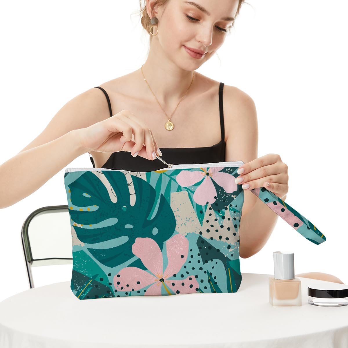 Palm leaves Wet Bag Travel Wet Dry Bag Beach Bag Diaper Bag Wet Bag For Swimsuit Travel Makeup Bag Toiletry Bag