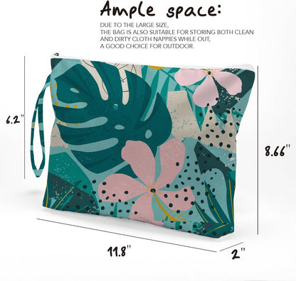 Palm leaves Wet Bag Travel Wet Dry Bag Beach Bag Diaper Bag Wet Bag For Swimsuit Travel Makeup Bag Toiletry Bag