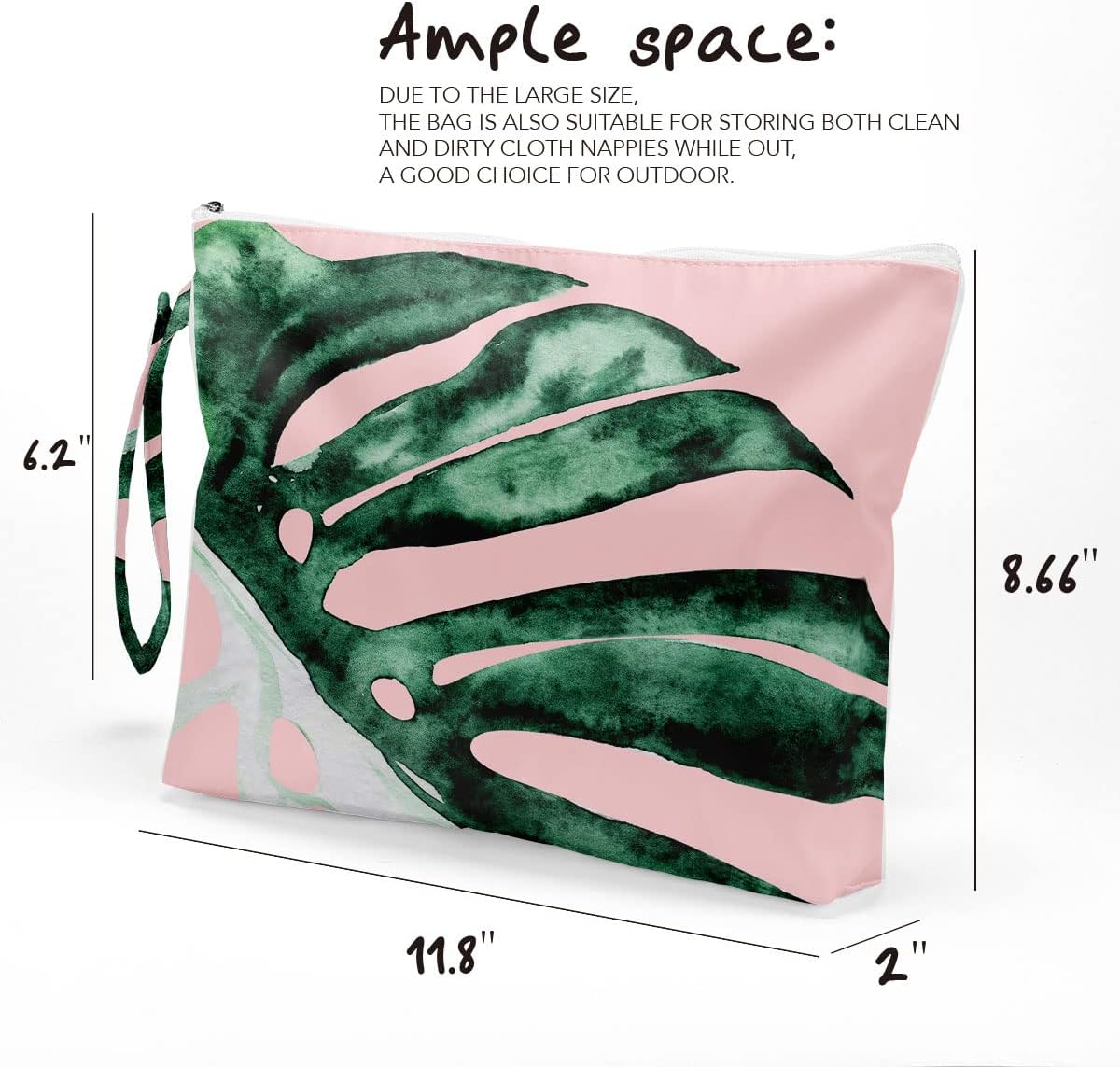 Palm leaves Wet Bag Travel Wet Dry Bag Beach Bag Diaper Bag Wet Bag For Swimsuit Travel Makeup Bag Toiletry Bag