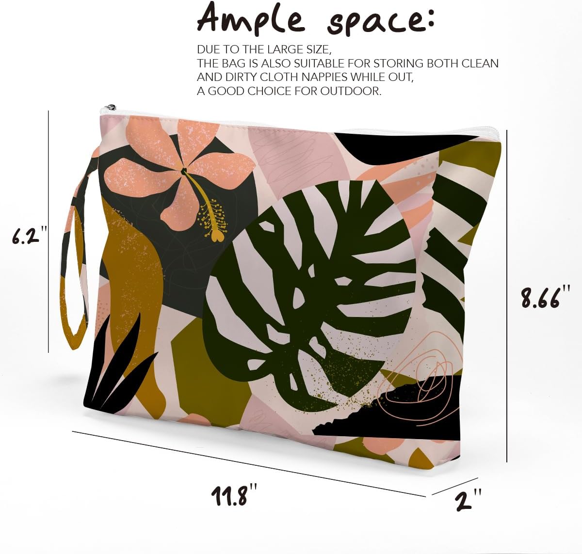 Palm leaves Wet Bag Travel Wet Dry Bag Beach Bag Diaper Bag Wet Bag For Swimsuit Travel Makeup Bag Toiletry Bag