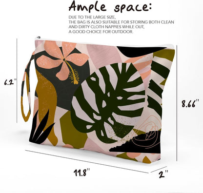 Palm leaves Wet Bag Travel Wet Dry Bag Beach Bag Diaper Bag Wet Bag For Swimsuit Travel Makeup Bag Toiletry Bag