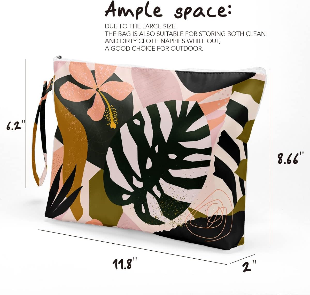 Palm leaves Wet Bag Travel Wet Dry Bag Beach Bag Diaper Bag Wet Bag For Swimsuit Travel Makeup Bag Toiletry Bag