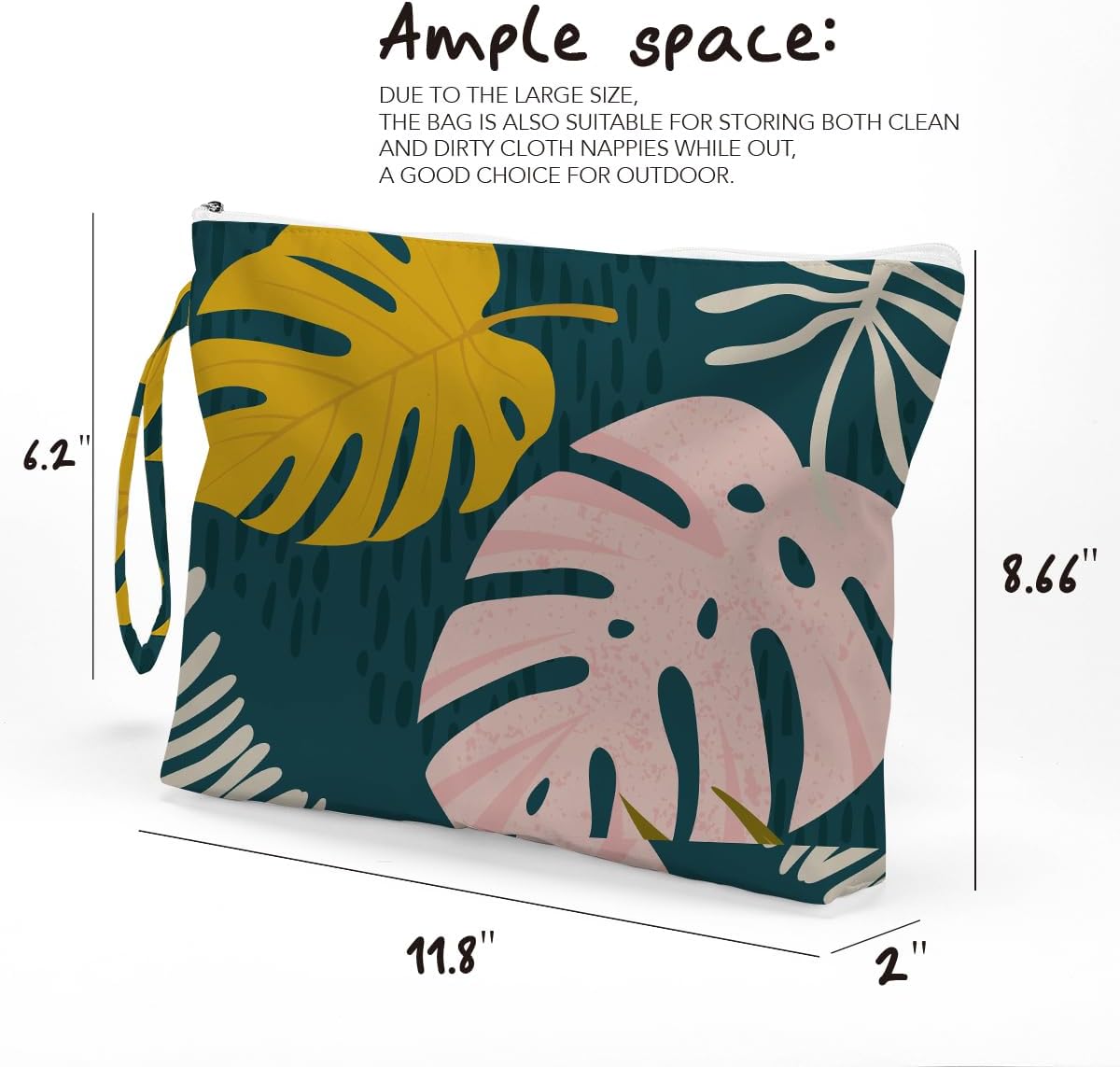 Palm leaves Wet Bag Travel Wet Dry Bag Beach Bag Diaper Bag Wet Bag For Swimsuit Travel Makeup Bag Toiletry Bag