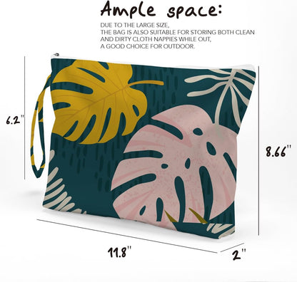 Palm leaves Wet Bag Travel Wet Dry Bag Beach Bag Diaper Bag Wet Bag For Swimsuit Travel Makeup Bag Toiletry Bag