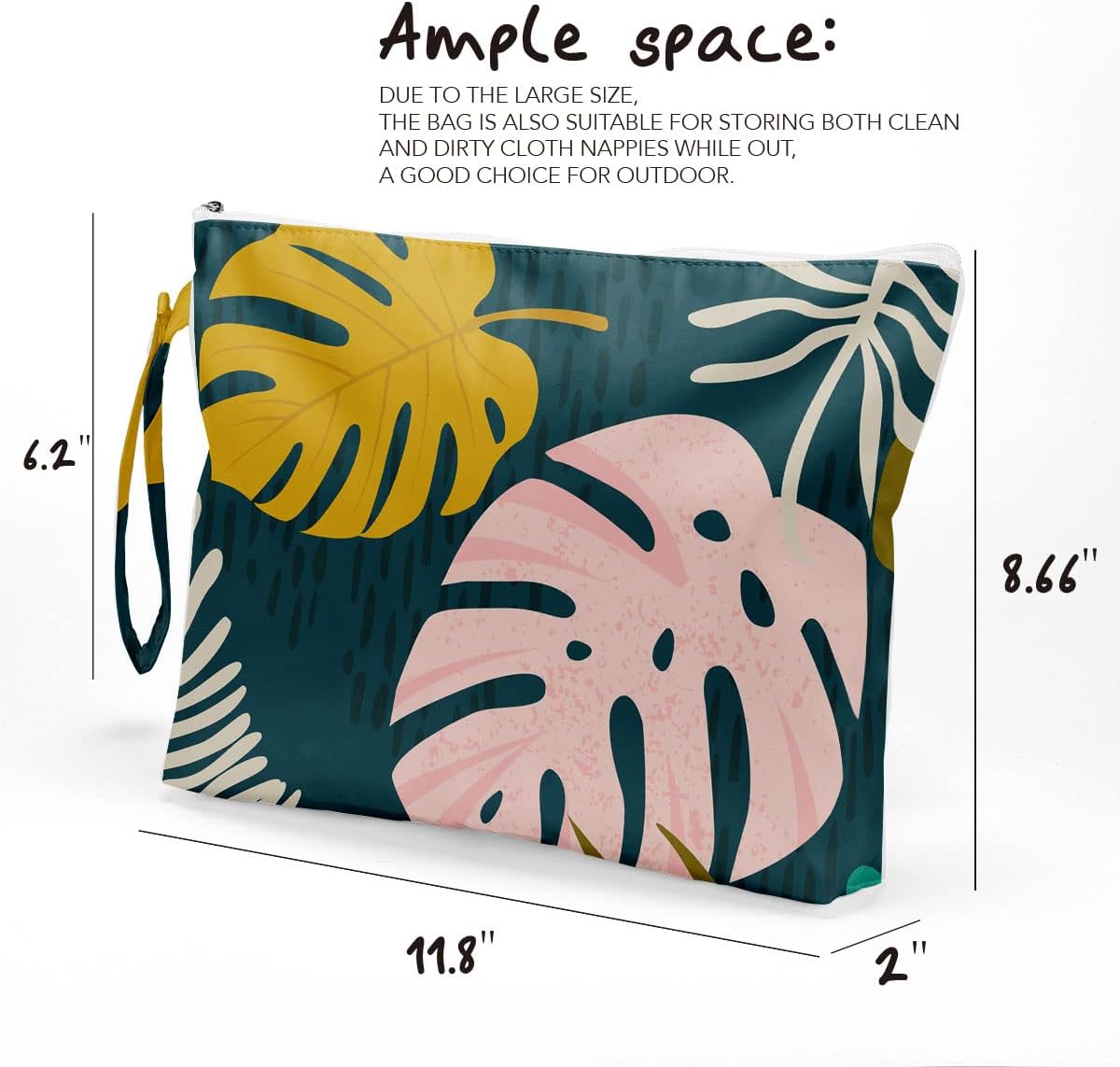 Palm leaves Wet Bag Travel Wet Dry Bag Beach Bag Diaper Bag Wet Bag For Swimsuit Travel Makeup Bag Toiletry Bag