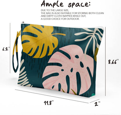 Palm leaves Wet Bag Travel Wet Dry Bag Beach Bag Diaper Bag Wet Bag For Swimsuit Travel Makeup Bag Toiletry Bag