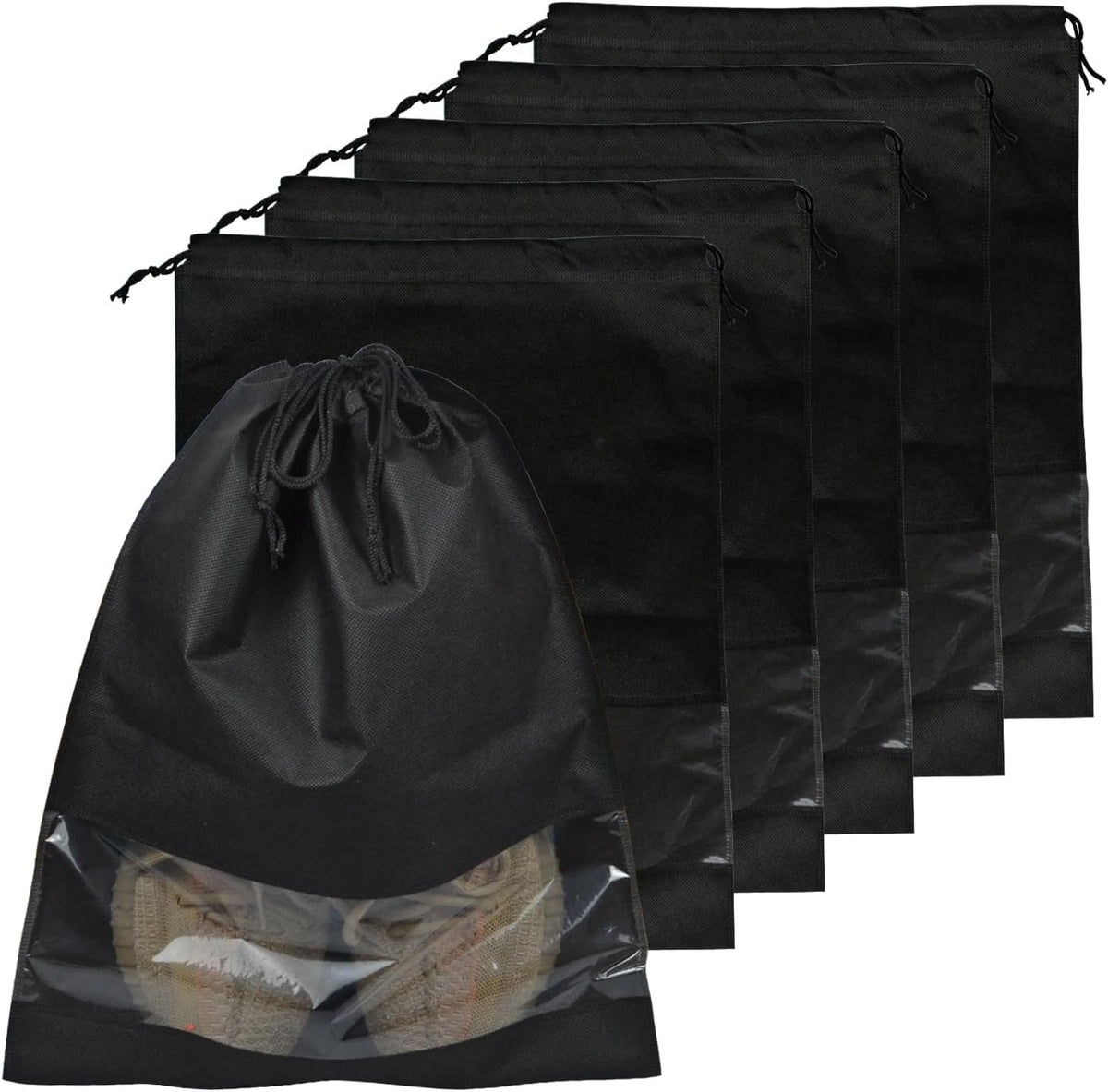 5 Pack Shoe Bags for Travel, Drawstring Bag for Men Women, Shoe Storage, Travel Essentials, Organization Accessories (5, Pink)