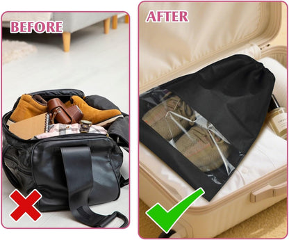 5 Pack Shoe Bags for Travel, Drawstring Bag for Men Women, Shoe Storage, Travel Essentials, Organization Accessories (5, Pink)