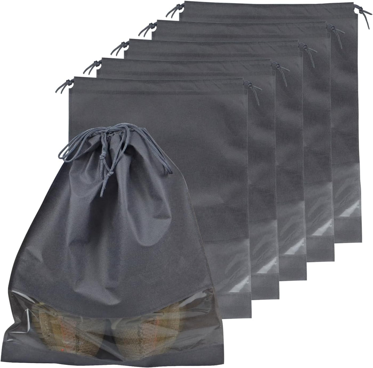 5 Pack Shoe Bags for Travel, Drawstring Bag for Men Women, Shoe Storage, Travel Essentials, Organization Accessories (5, Pink)